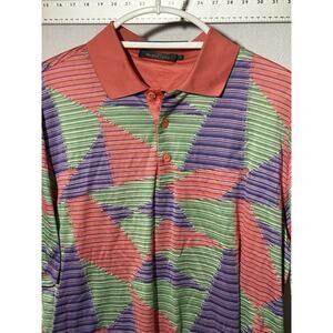 Bugatchi Uomo Mens Cotton Collared Shirt Multicolored Size Medium